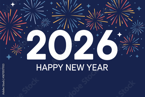 Festive new year s greeting card design with colorful elements and elegant typography