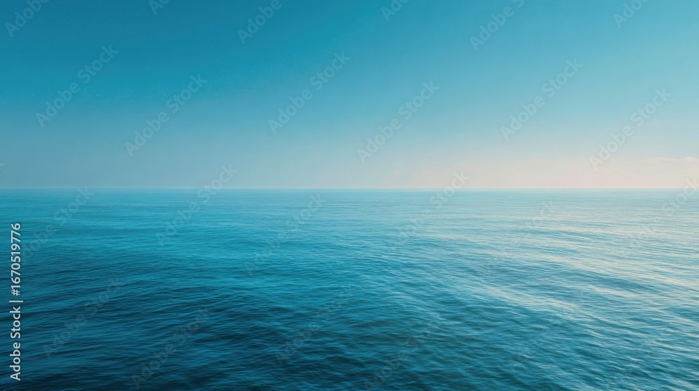 Obraz premium A tranquil horizon shot of a calm sea under a clear sky. This image evokes a sense of peace, solitude, and the vast, endless beauty of nature.