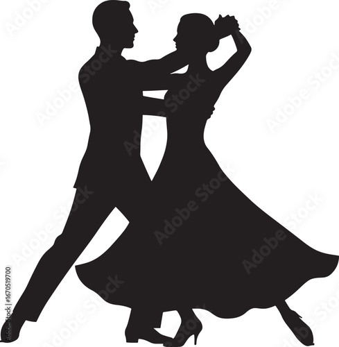 Elegant ballroom dancing couple in formal attire