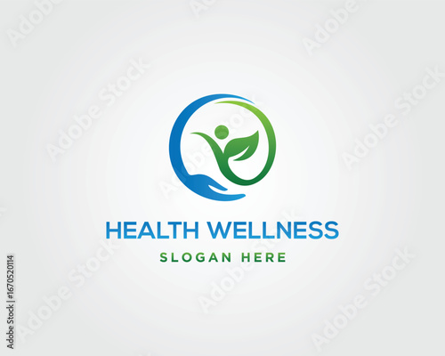 Holistic health and wellness circle logo design vector template