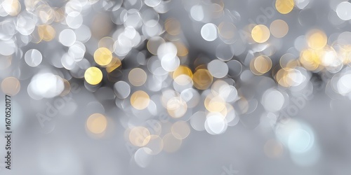 Abstract bokeh of soft gray and gold lights