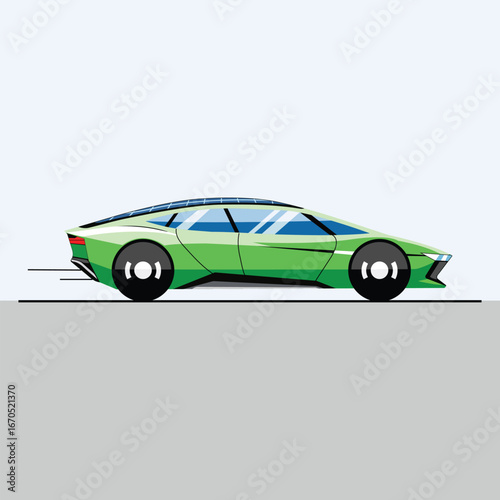 Futuristic Green Solar-Powered Electric Supercar Concept with Solar Roof