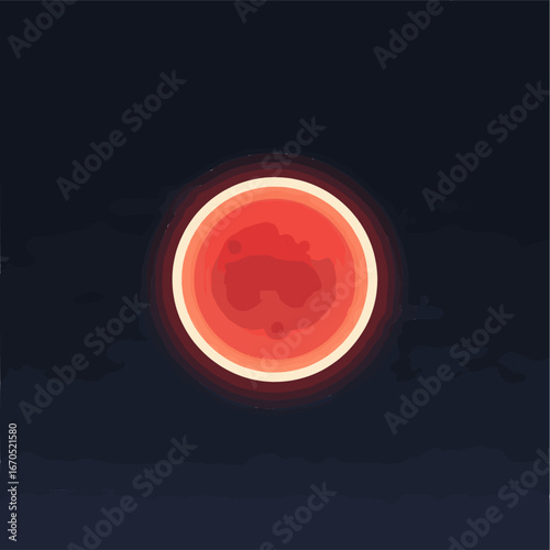 Minimalist Blood Moon Lunar Eclipse Vector Illustration with Crater Texture