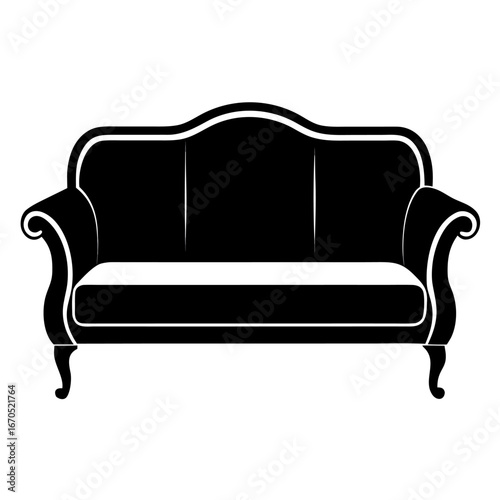 Modern sofa silhouette in solid black