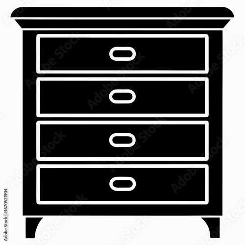 Solid black silhouette of a chest of drawers furniture icon