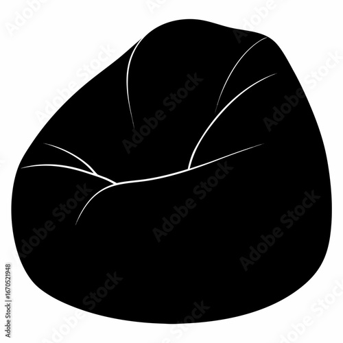 Solid black silhouette of a bean bag chair