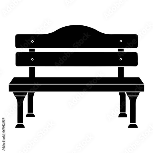 Simple silhouette of a dining bench in solid black