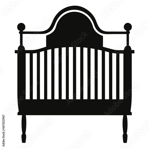 Simple black silhouette of a baby crib