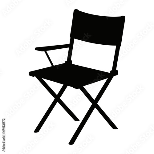 Solid black silhouette of a folding chair