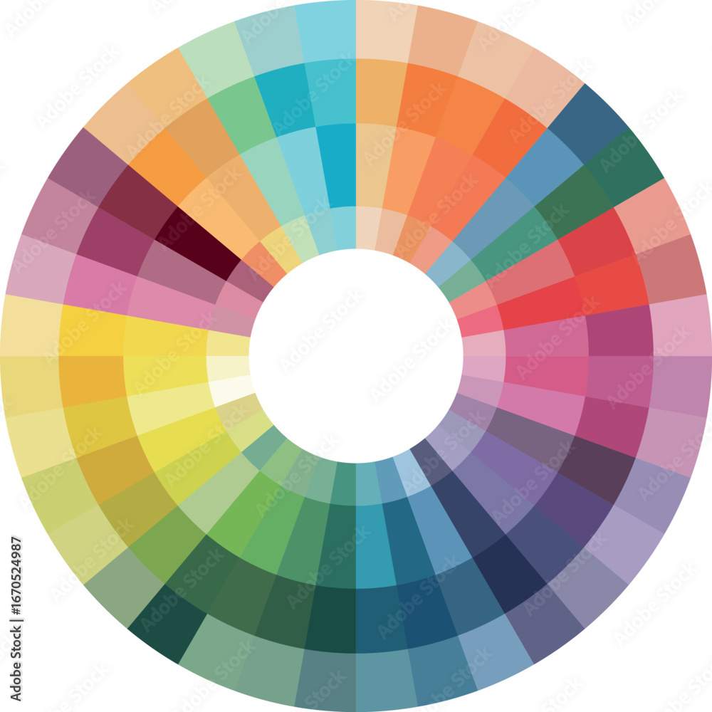 Fototapeta premium Color wheel set with gradient shades vector illustration