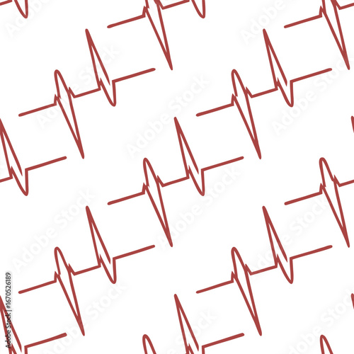 Red cardiogram pattern on white background electrocardiogram heartbeat