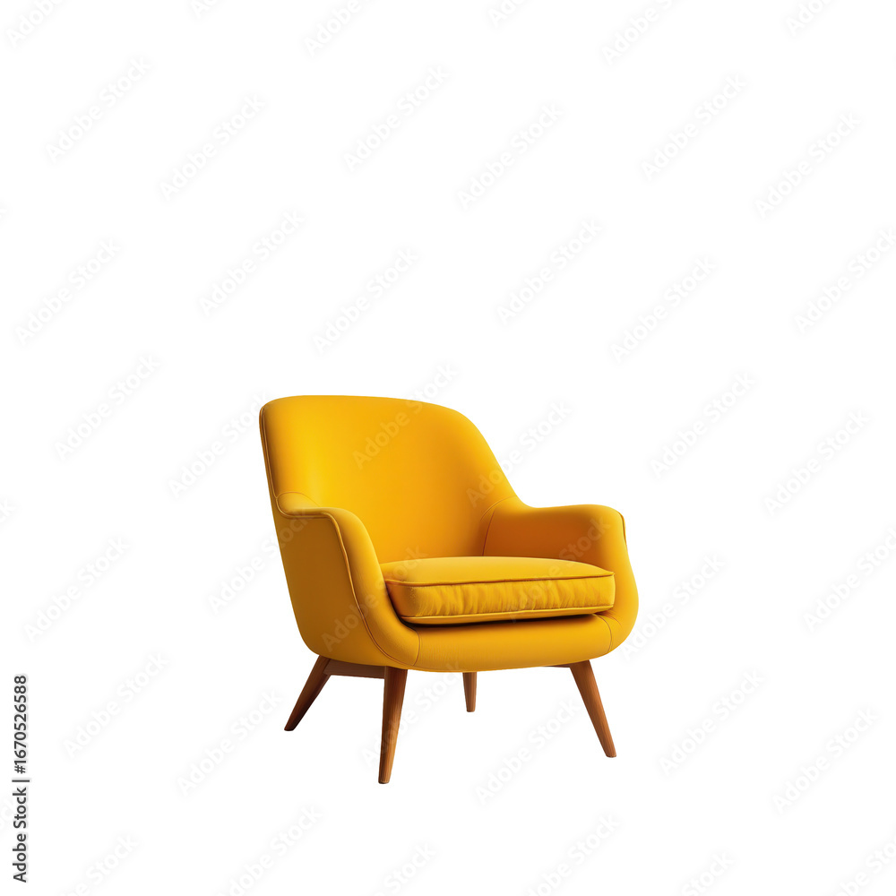 Naklejka premium Modern Yellow Armchair in Minimalist Interior Design Setting