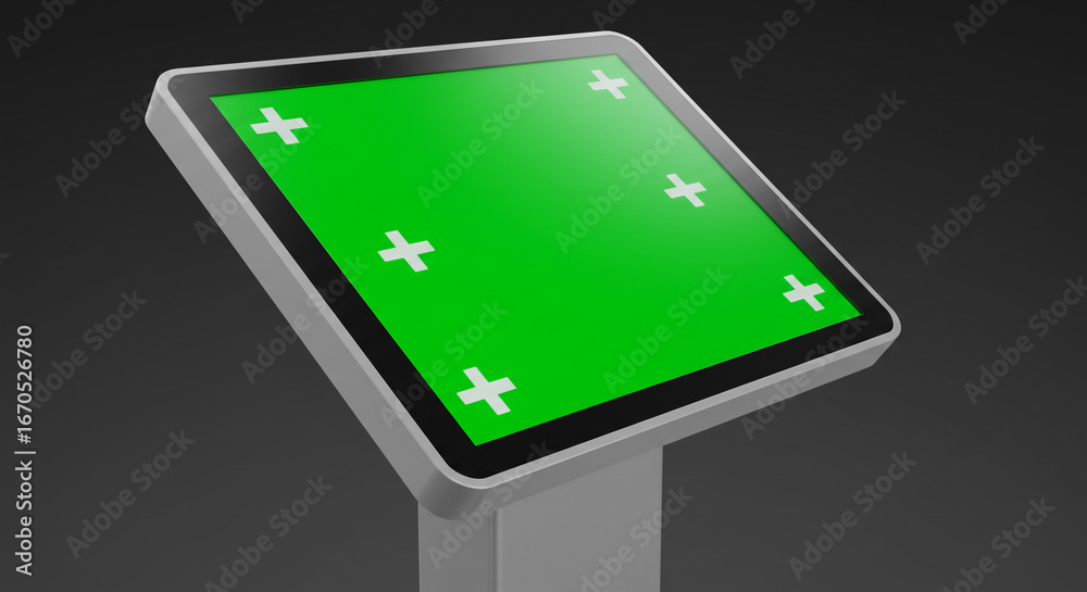Fototapeta premium Modern digital kiosk with green screen for custom content creation and interactive displays