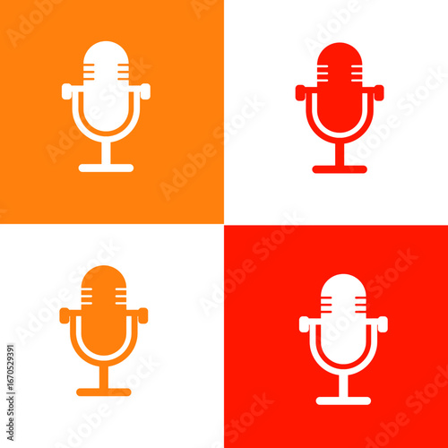 Set of Microphone Icons on Colorful Backgrounds