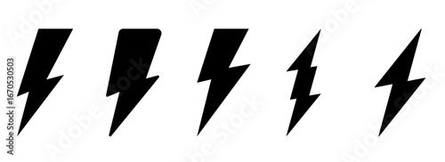 Set of lightning bolt icons in various styles