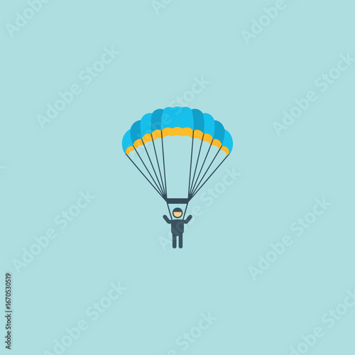 Minimalist Illustration of a Parachutist


