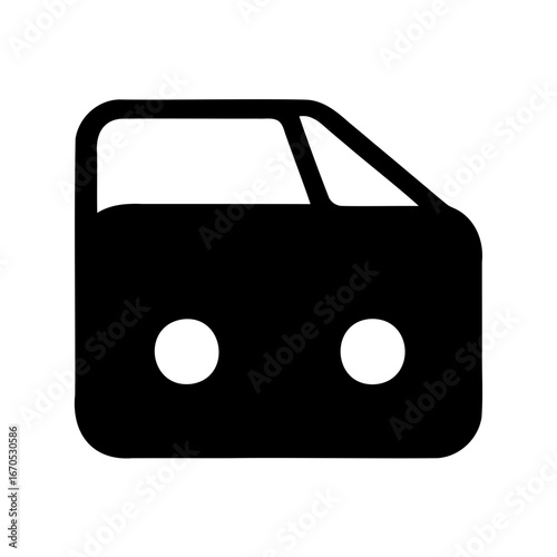 Simplified depiction of a car door with lights, rendered in solid black