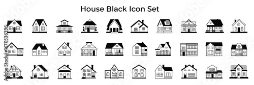 Minimalist House Icons,  Monochrome Vector Collection of Home Designs