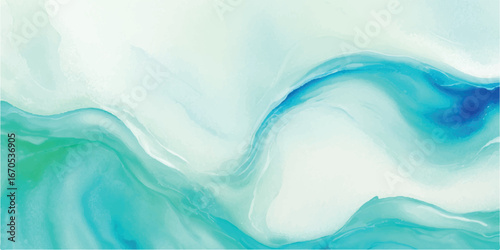 Elegant abstract watercolor wave in pastel blue-green tones for meditation yoga and calming lifestyle designs