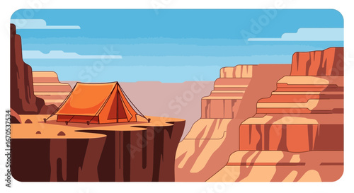 Spectacular Camping Adventure In The Grand Canyon With Orange Tent