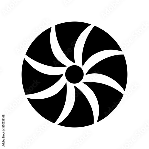 Silhouette abstract circular fan blade design air ventilation propeller vector illustration on white background