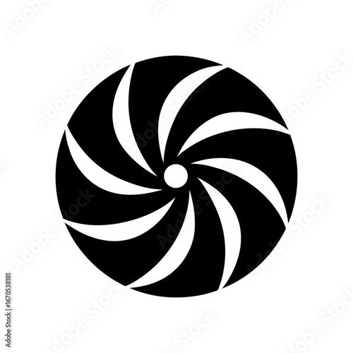Silhouette abstract circular fan blade design cooling ventilation symbol vector art isolated on white background
