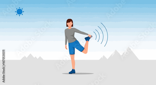 Sporty Woman Warming Up Muscles With Quad Stretch Exercise At Outdoor Location