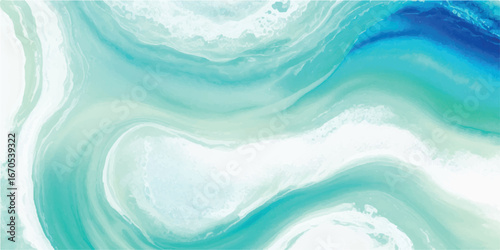 Abstract watercolor wave background in calming pastel tones of blue-green for lifestyle, yoga, and spa posters