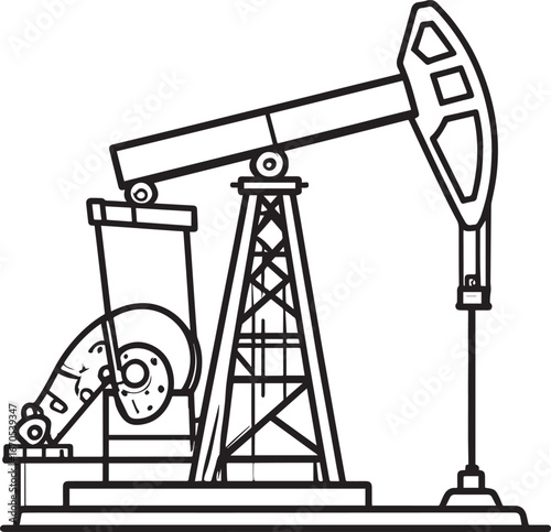 Black Vector Oil Pump Silhouette | Petroleum Industry Illustration