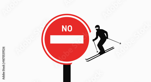 Skiing Not Allowed Here Symbolic Graphic For Winter Sports Regulations