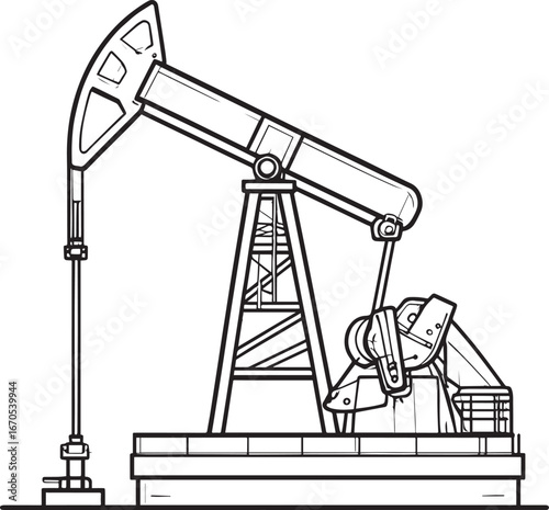 Black Vector Oil Pump Silhouette | Petroleum Industry Illustration