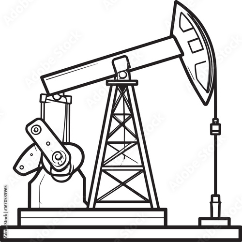 Black Vector Oil Pump Silhouette | Petroleum Industry Illustration