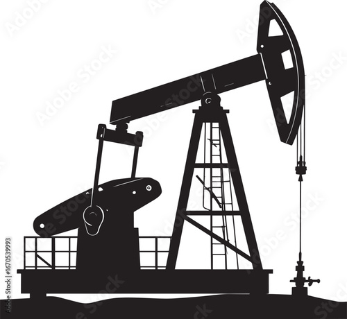 Black Vector Oil Pump Silhouette | Petroleum Industry Illustration