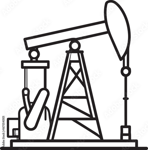Black Vector Oil Pump Silhouette | Petroleum Industry Illustration