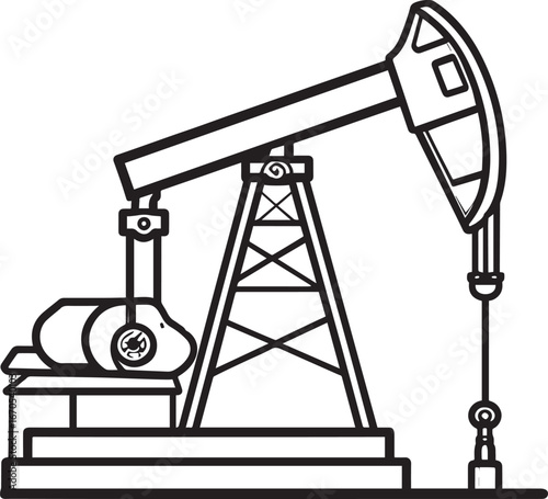 Black Vector Oil Pump Silhouette | Petroleum Industry Illustration