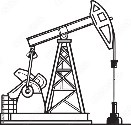 Black Vector Oil Pump Silhouette | Petroleum Industry Illustration