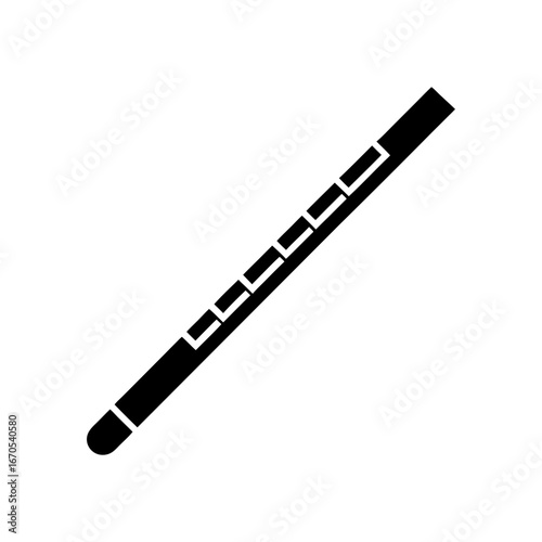 Silhouette flute minimal musical instrument windpipe symbol vector illustration on white background