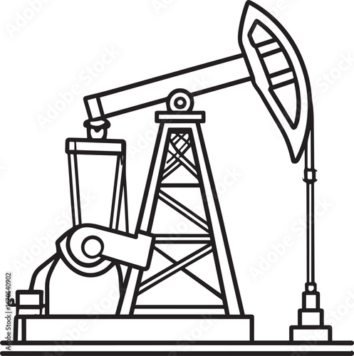 Black Vector Oil Pump Silhouette | Petroleum Industry Illustration