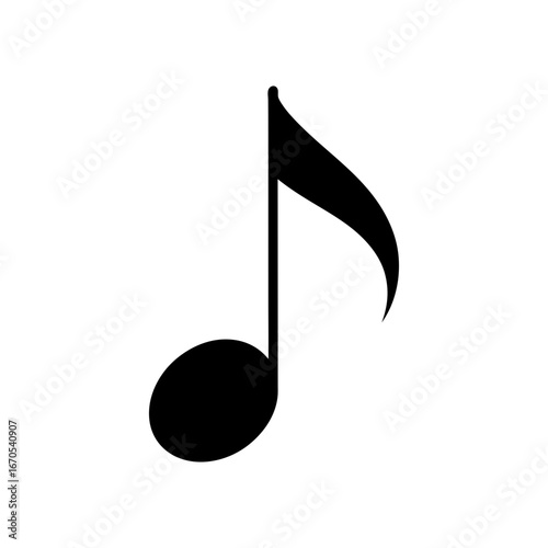 Silhouette music note single symbol melody sound icon vector illustration isolated on white background