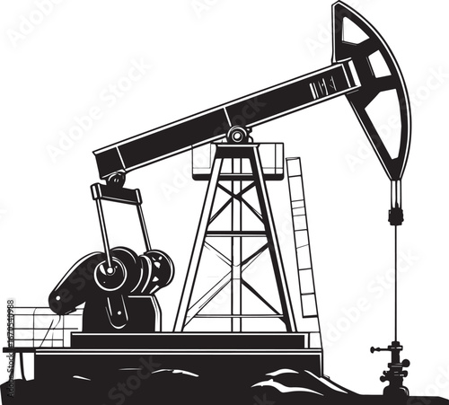 Black Vector Oil Pump Silhouette | Petroleum Industry Illustration