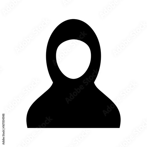Silhouette woman wearing hijab profile avatar female icon vector design isolated on white background