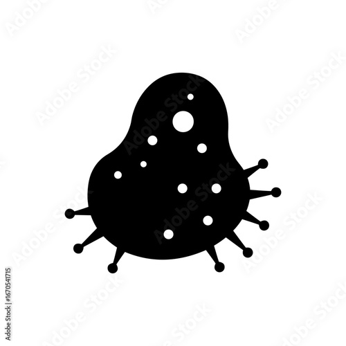 Cancer cell silhouette icon vector flat design.