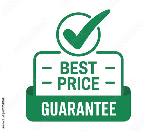 Best price guarantee badge vector with check mark design isolated on white background for marketing promotion