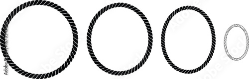 Set of Different Thickness Oval Rope Frames - Nautical Circular Shapes

