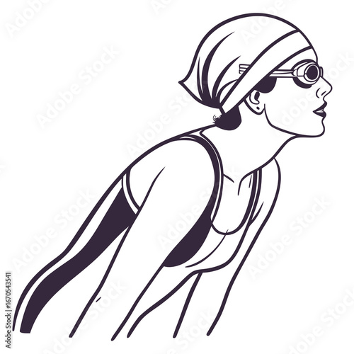 Female Swimmer Underwater Illustration