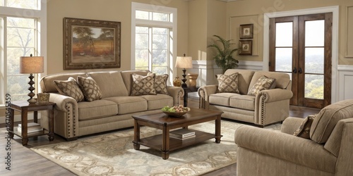 Beige Living Room Set Sofa,...