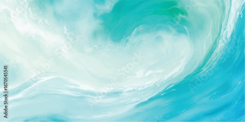 Abstract pastel watercolor wave design in blue-green tones suitable for wellness, spa, and lifestyle posters