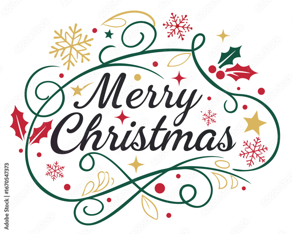 Naklejka premium merry-christmas-typography-vector-with-decorative- (1).eps