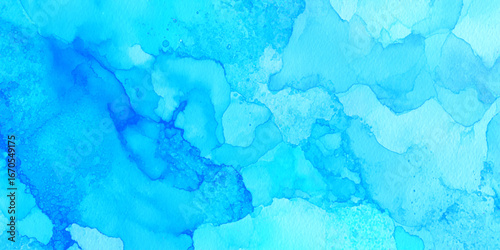 Abstract blue watercolor texture background with soft gradient wash, artistic hand painted brush strokes, fluid ink pattern, dreamy ocean inspired design for digital art and creative projects.