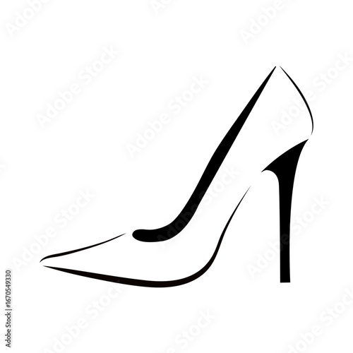 High-heeled shoes. A silhouette, a line, and a spot.